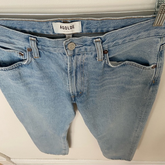 Agolde Light Blue Straight Leg Jeans - Picture 8 of 13
